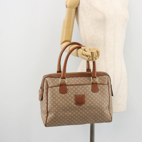CELINE Macadam Canvas Hand Bag PVC Beige Gold Auth ka3988A