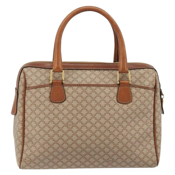 CELINE Macadam Canvas Hand Bag PVC Beige Gold Auth ka3988A
