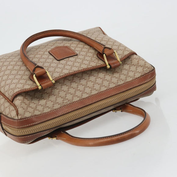 CELINE Macadam Canvas Hand Bag PVC Beige Gold Auth ka3988A