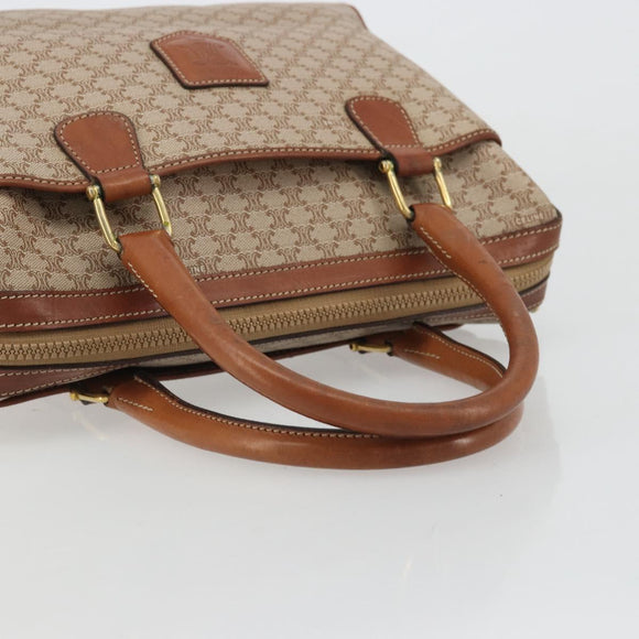 CELINE Macadam Canvas Hand Bag PVC Beige Gold Auth ka3988A