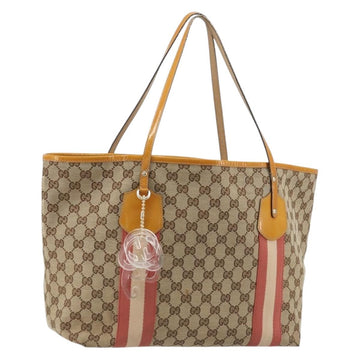 GUCCI GG Canvas Tote Bag Beige Gold 211970 Auth ka3991