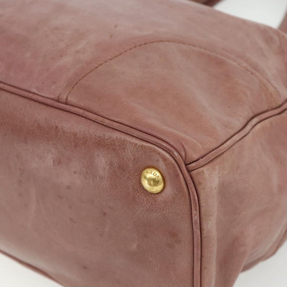 PRADA Hand Bag Leather 2way Pink Gold Auth ka3993A