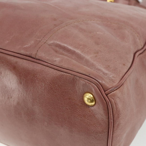 PRADA Hand Bag Leather 2way Pink Gold Auth ka3993A