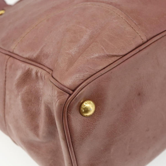 PRADA Hand Bag Leather 2way Pink Gold Auth ka3993A