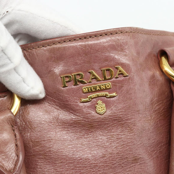 PRADA Hand Bag Leather 2way Pink Gold Auth ka3993A