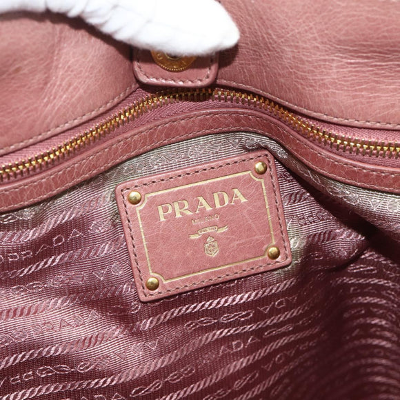 PRADA Hand Bag Leather 2way Pink Gold Auth ka3993A