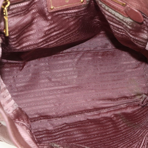PRADA Hand Bag Leather 2way Pink Gold Auth ka3993A