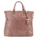 PRADA Hand Bag Leather 2way Pink Gold Auth ka3993A-13