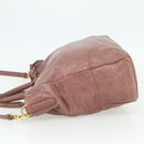PRADA Hand Bag Leather 2way Pink Gold Auth ka3993A-3