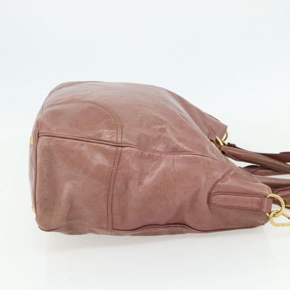 PRADA Hand Bag Leather 2way Pink Gold Auth ka3993A