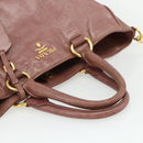 PRADA Hand Bag Leather 2way Pink Gold Auth ka3993A-7