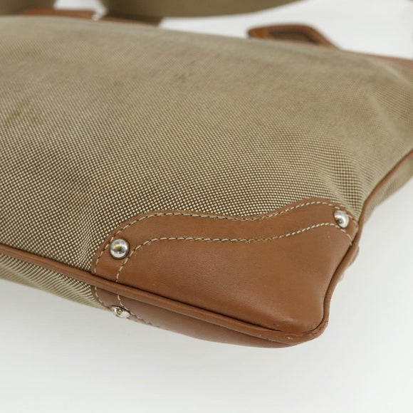PRADA Shoulder Bag Canvas Beige Silver Auth ka3997