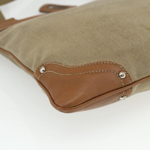 PRADA Shoulder Bag Canvas Beige Silver Auth ka3997