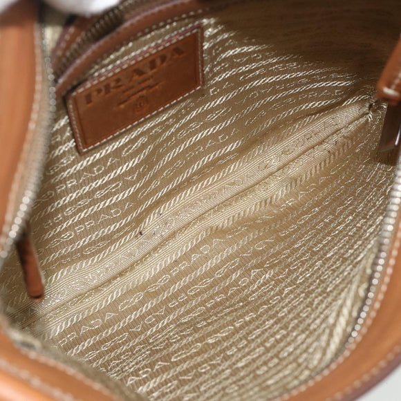 PRADA Shoulder Bag Canvas Beige Silver Auth ka3997