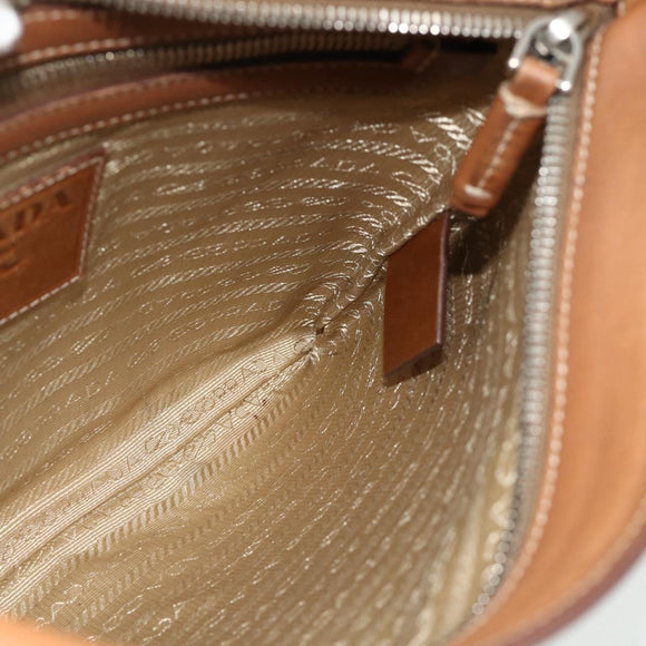 PRADA Shoulder Bag Canvas Beige Silver Auth ka3997