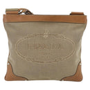 PRADA Shoulder Bag Canvas Beige Silver Auth ka3997-2