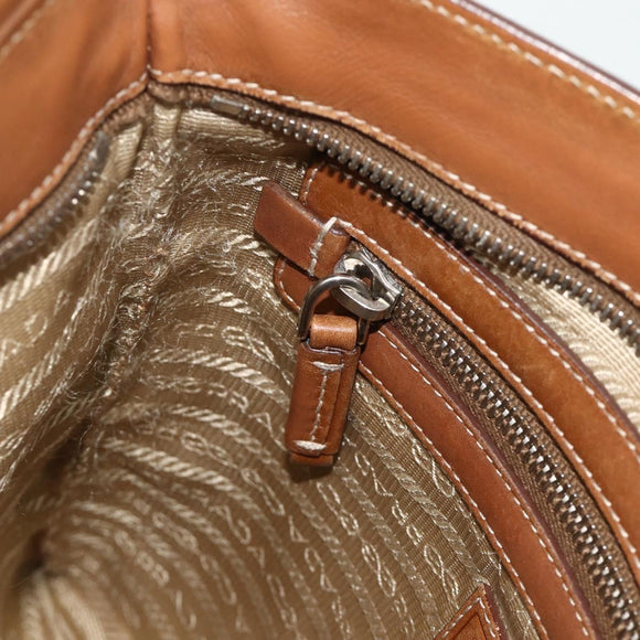 PRADA Shoulder Bag Canvas Beige Silver Auth ka3997