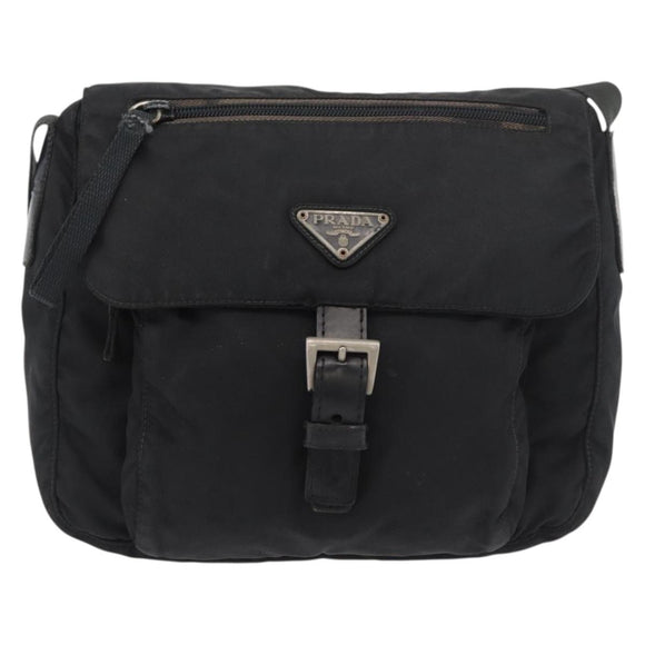 PRADA Shoulder Bag Nylon Black Silver Auth ka3998