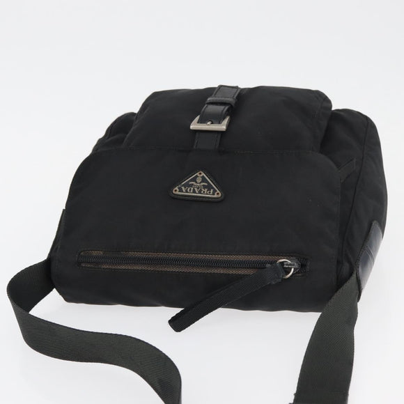 PRADA Shoulder Bag Nylon Black Silver Auth ka3998