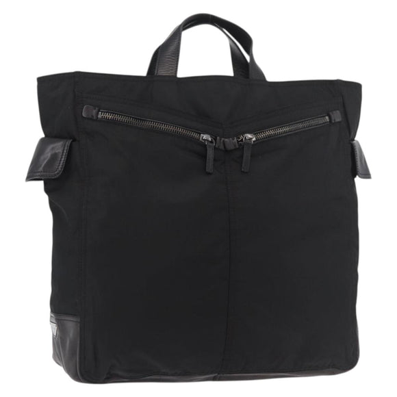 PRADA Hand Bag Nylon Black Silver Auth ka3999