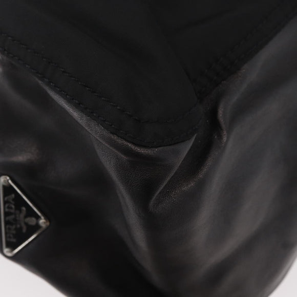 PRADA Hand Bag Nylon Black Silver Auth ka3999