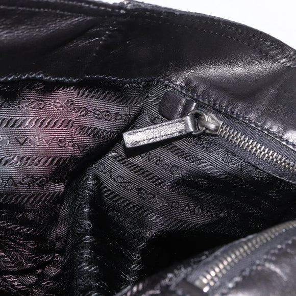 PRADA Hand Bag Nylon Black Silver Auth ka3999