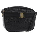 Salvatore Ferragamo Vala Shoulder Bag Leather Black Gold Auth ka4001-1