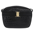 Salvatore Ferragamo Vala Shoulder Bag Leather Black Gold Auth ka4001-2