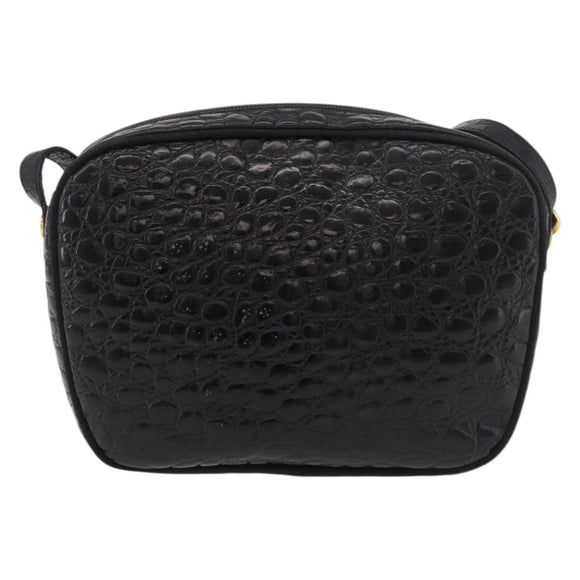 Salvatore Ferragamo Vala Shoulder Bag Leather Black Gold Auth ka4001
