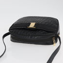 Salvatore Ferragamo Vala Shoulder Bag Leather Black Gold Auth ka4001-6