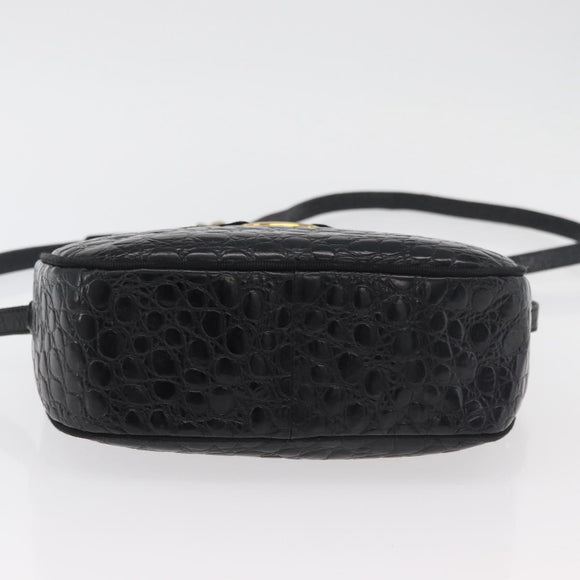 Salvatore Ferragamo Vala Shoulder Bag Leather Black Gold Auth ka4001