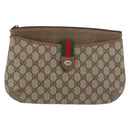 GUCCI GG Supreme Web Sherry Line Bag PVC Beige Gold 904 02 026 Auth ka4002-2