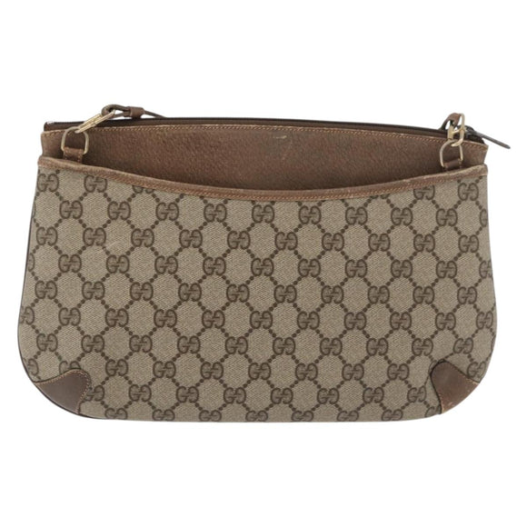 GUCCI GG Supreme Web Sherry Line Bag PVC Beige Gold 904 02 026 Auth ka4002