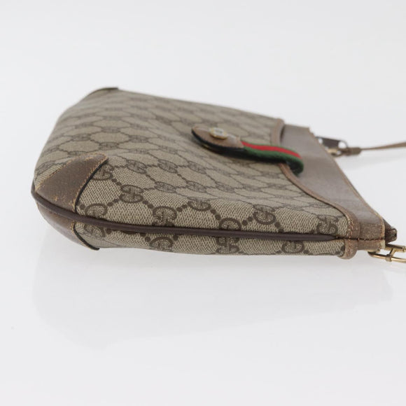GUCCI GG Supreme Web Sherry Line Bag PVC Beige Gold 904 02 026 Auth ka4002