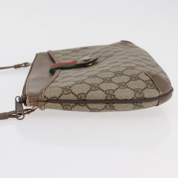 GUCCI GG Supreme Web Sherry Line Bag PVC Beige Gold 904 02 026 Auth ka4002
