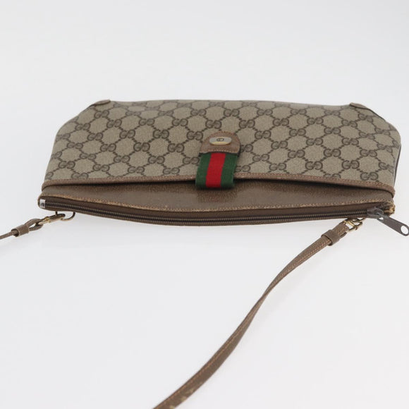 GUCCI GG Supreme Web Sherry Line Bag PVC Beige Gold 904 02 026 Auth ka4002