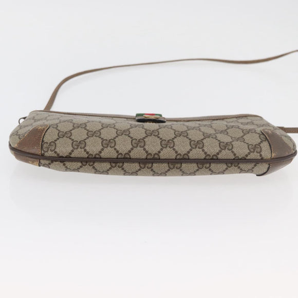 GUCCI GG Supreme Web Sherry Line Bag PVC Beige Gold 904 02 026 Auth ka4002