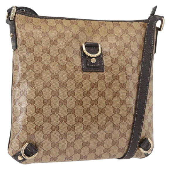 GUCCI GG Crystal Shoulder Bag Coated Canvas Outlet Beige Gold 268642 Auth ka4004