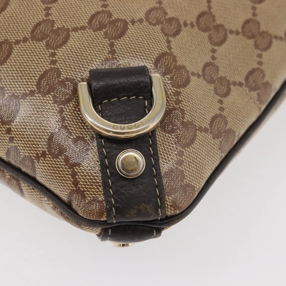 GUCCI GG Crystal Shoulder Bag Coated Canvas Outlet Beige Gold 268642 Auth ka4004