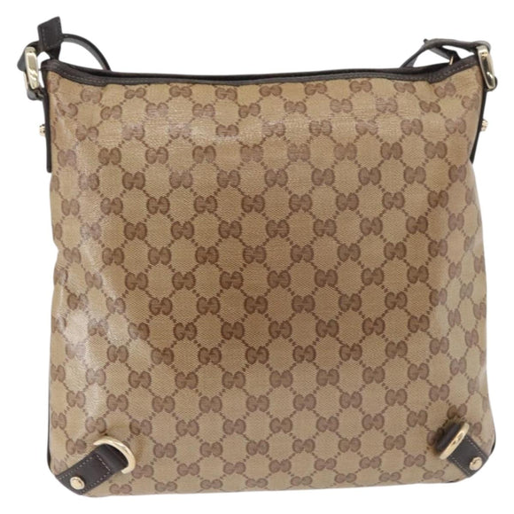GUCCI GG Crystal Shoulder Bag Coated Canvas Outlet Beige Gold 268642 Auth ka4004