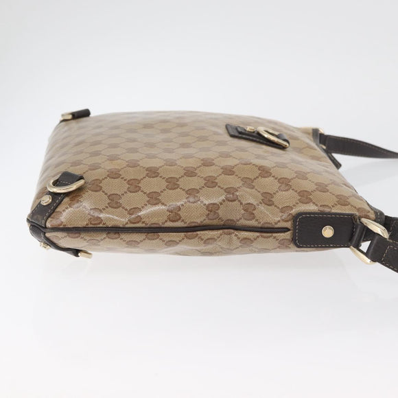 GUCCI GG Crystal Shoulder Bag Coated Canvas Outlet Beige Gold 268642 Auth ka4004