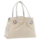 BVLGARI Hand Bag Canvas Beige Silver Auth ka4005-1