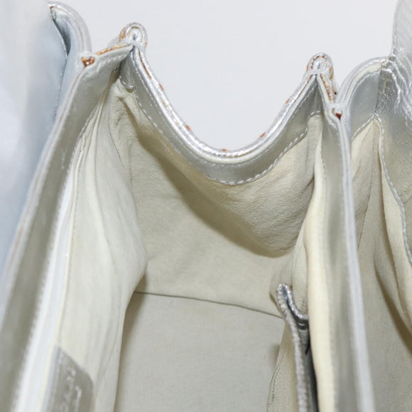 BVLGARI Hand Bag Canvas Beige Silver Auth ka4005