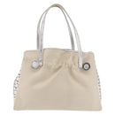 BVLGARI Hand Bag Canvas Beige Silver Auth ka4005-13