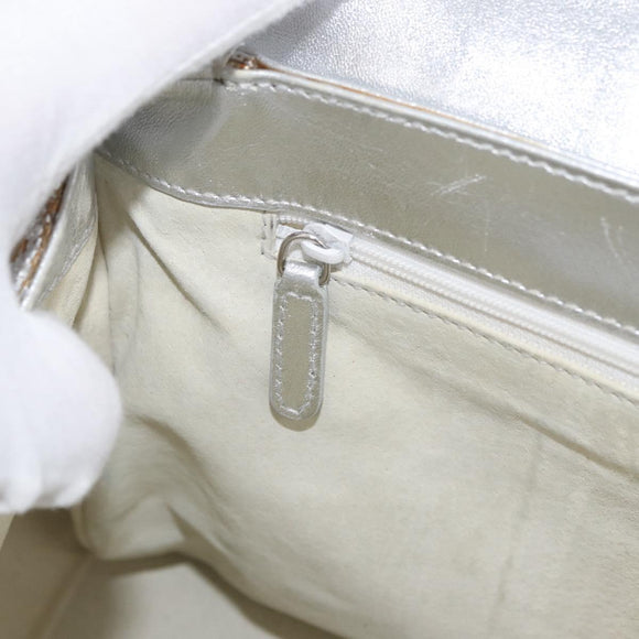 BVLGARI Hand Bag Canvas Beige Silver Auth ka4005