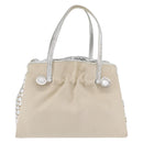 BVLGARI Hand Bag Canvas Beige Silver Auth ka4005-2