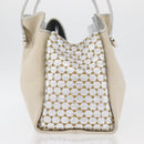 BVLGARI Hand Bag Canvas Beige Silver Auth ka4005-3