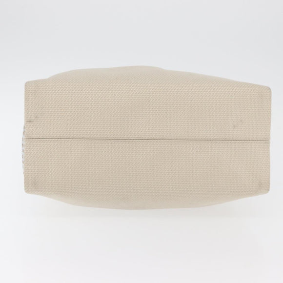 BVLGARI Hand Bag Canvas Beige Silver Auth ka4005