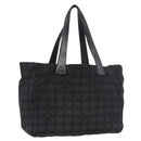 CHANEL New Travel line Tote Bag Nylon Black Gold CC Auth ka4008-1