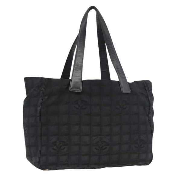 CHANEL New Travel line Tote Bag Nylon Black Gold CC Auth ka4008